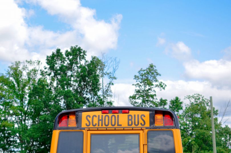 First day of school bus