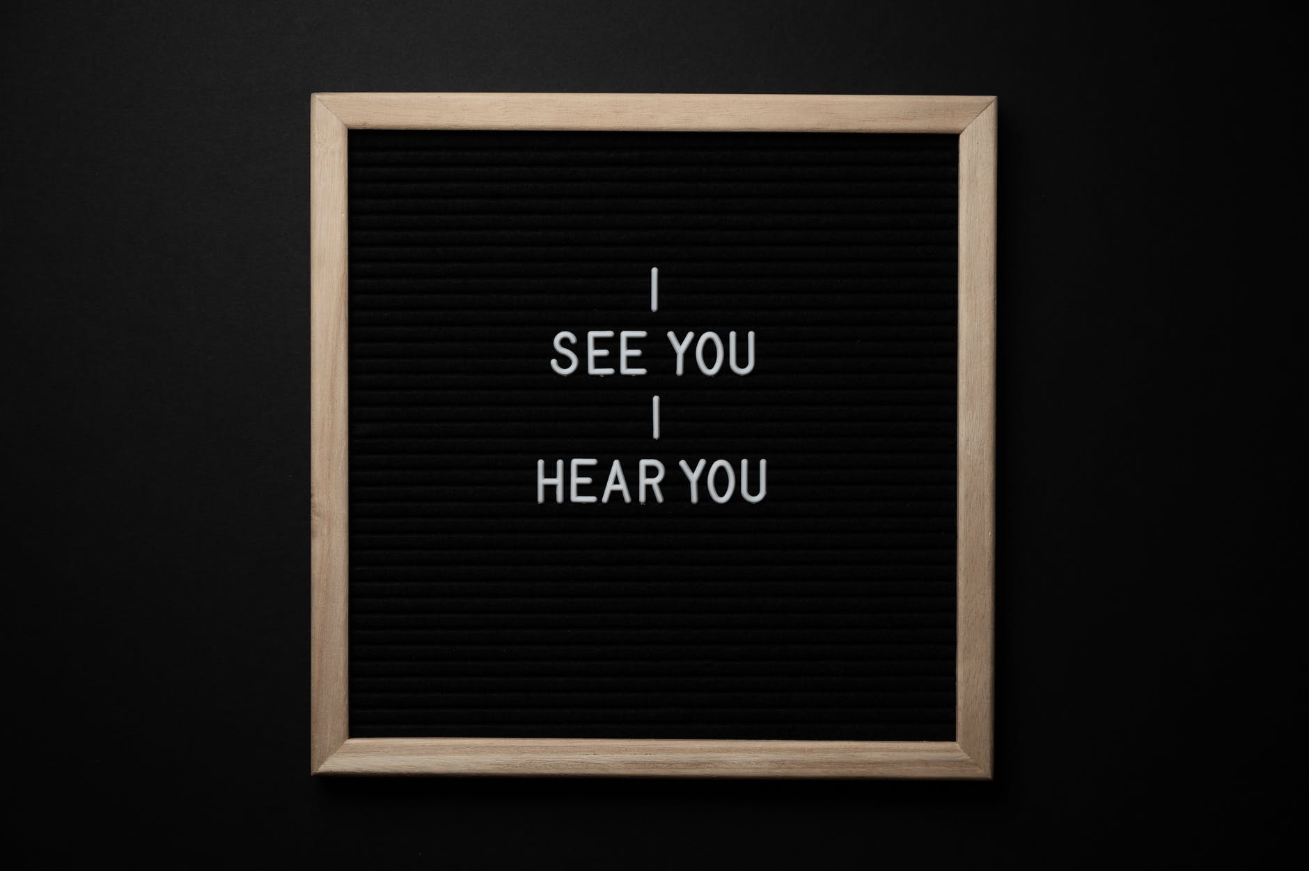 chalkboard with i see you i hear you titles