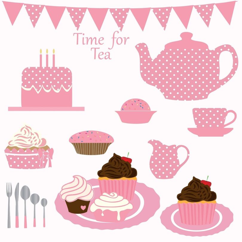 tea, party, cupcake