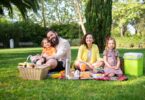 People posing for a photo at the picnic