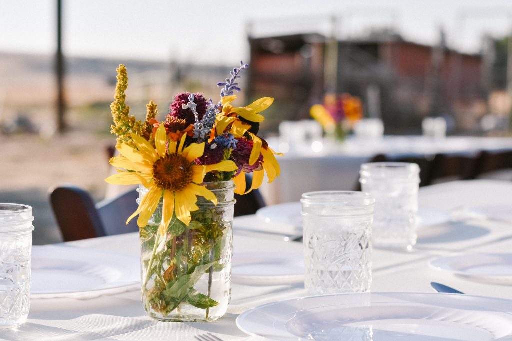 Mason jar with flowers